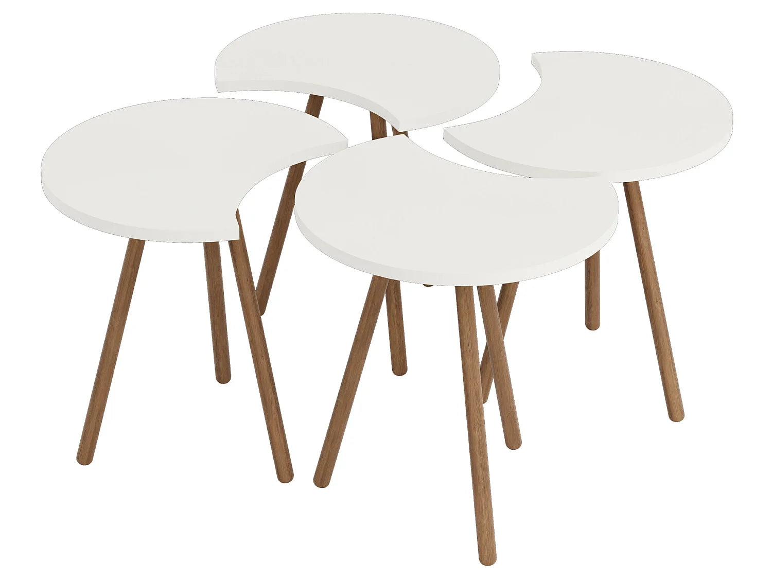 Bout de canapé gigogne en bois blanc, lot de 4 – NEVIS