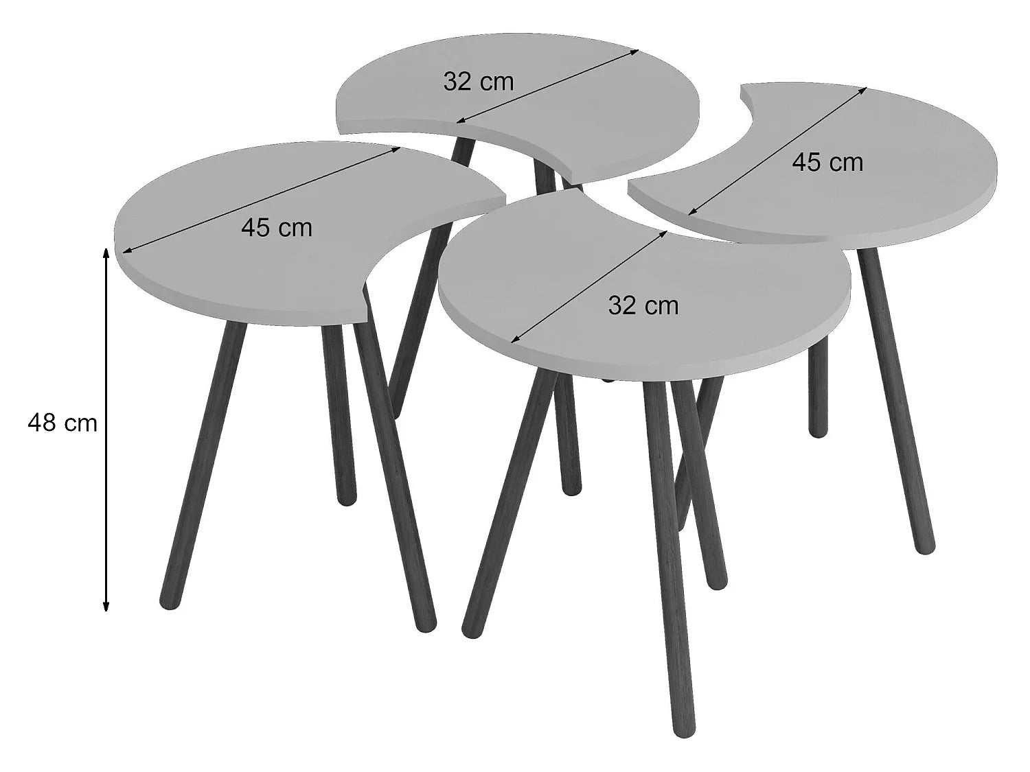Bout de canapé gigogne effet bois, lot de 4 – NESTO