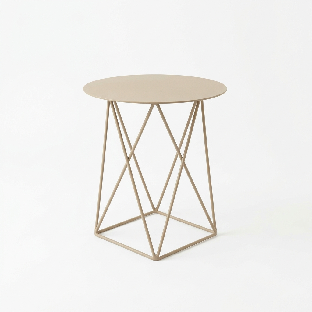 Bout de canapé en métal beige géométrique ORIA – Photo produit fond blanc