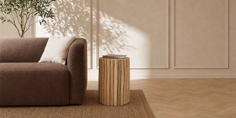 Bout de canapé en bois naturel – table d'appoint bois élégante pour salon