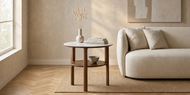 Bout de canapé en marbre luxueux – table d'appoint marbre pour salon haut de gamme