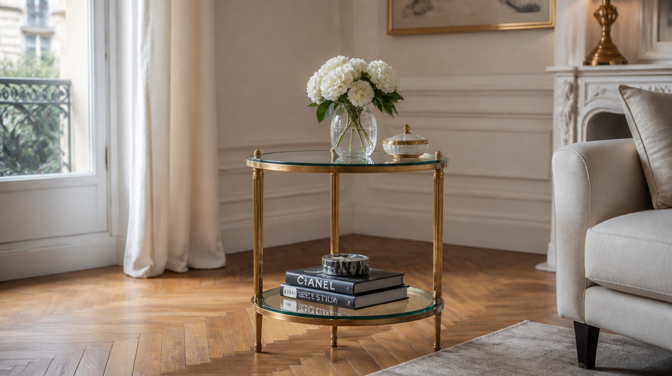 Bout de canapé verre et métal design – table d'appoint mixte pour salon contemporain