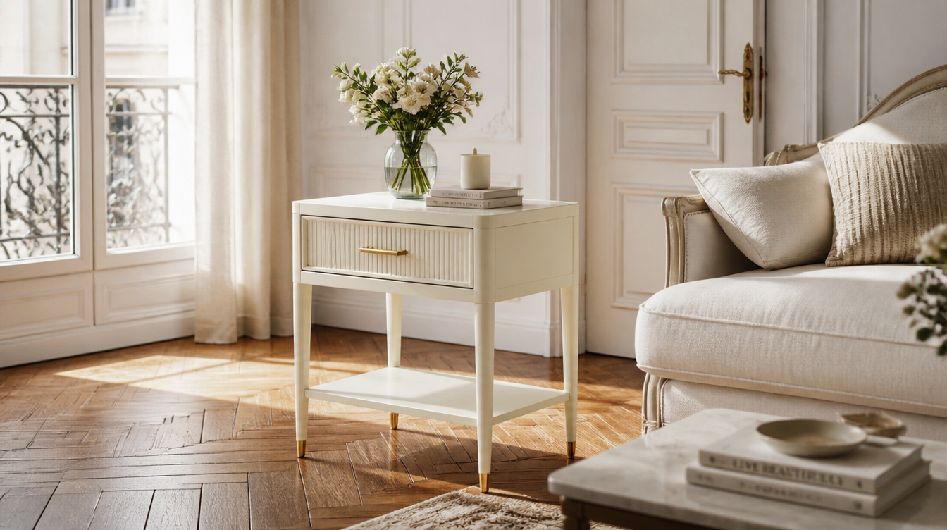 Bout de canapé crème intemporel – table d'appoint ivoire pour salon élégant