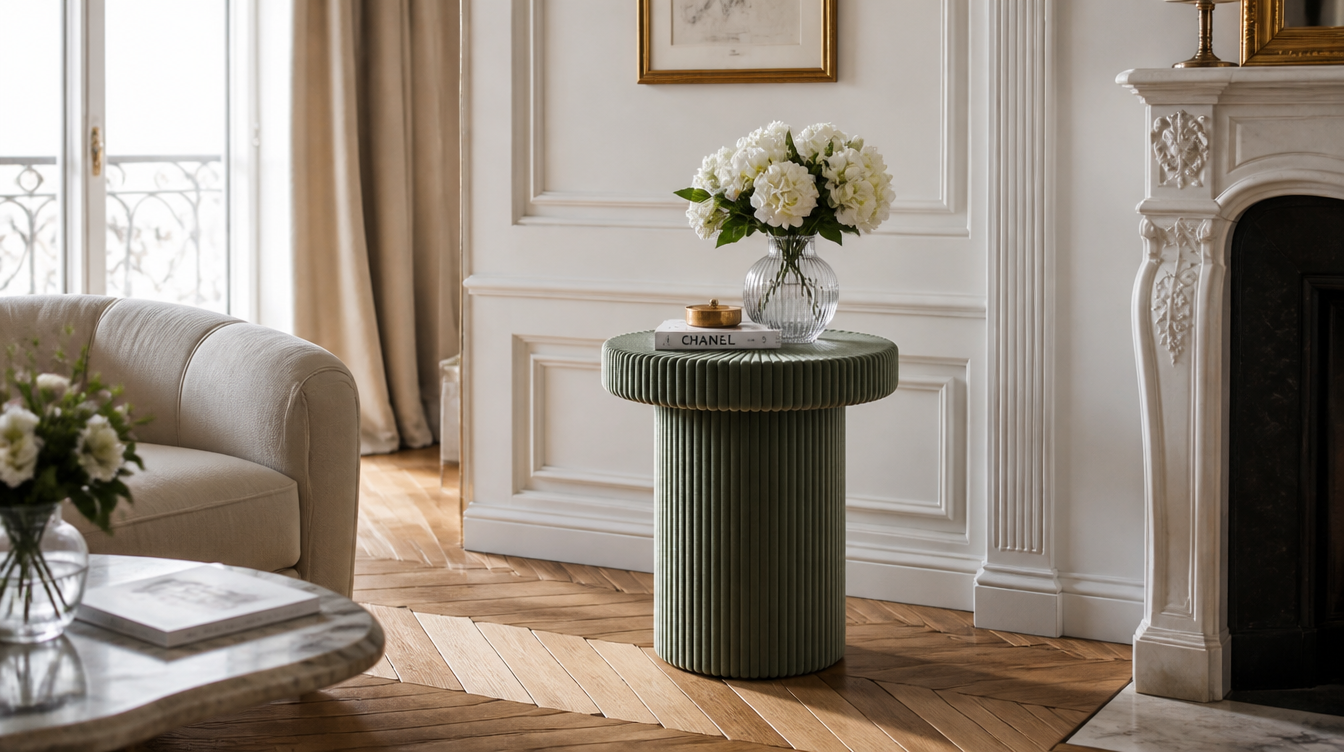 Bout de canapé velours côtelé doux – table d'appoint tissu côtelé pour salon tendance