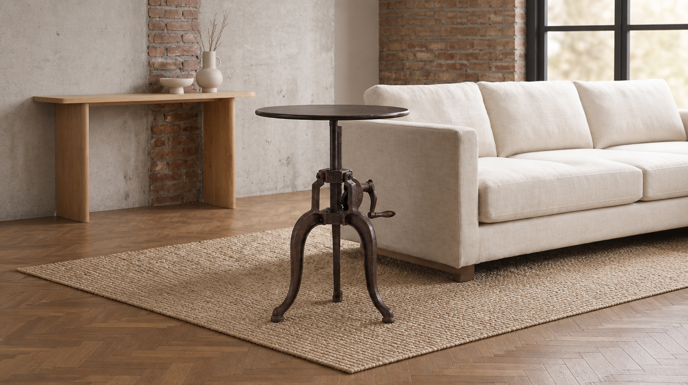 Bout de canapé industriel loft – table d'appoint style industriel pour salon urbain