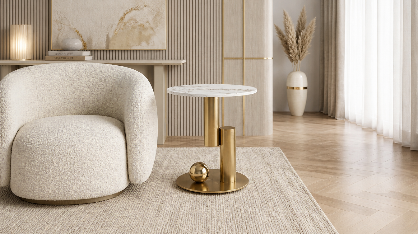 Bout de canapé de luxe haut de gamme – table d'appoint luxueuse pour salon prestige
