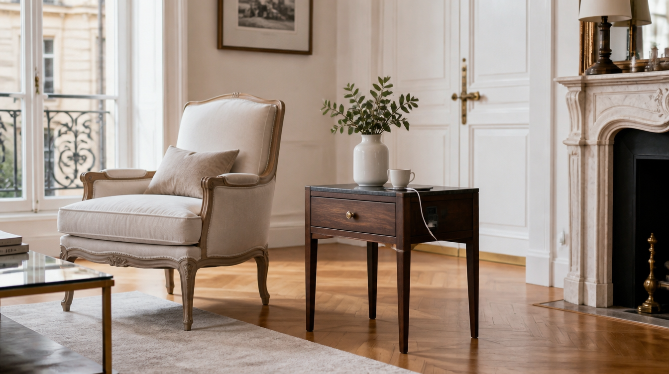 Bout de canapé avec prise USB – table d'appoint connectée avec chargeur intégré