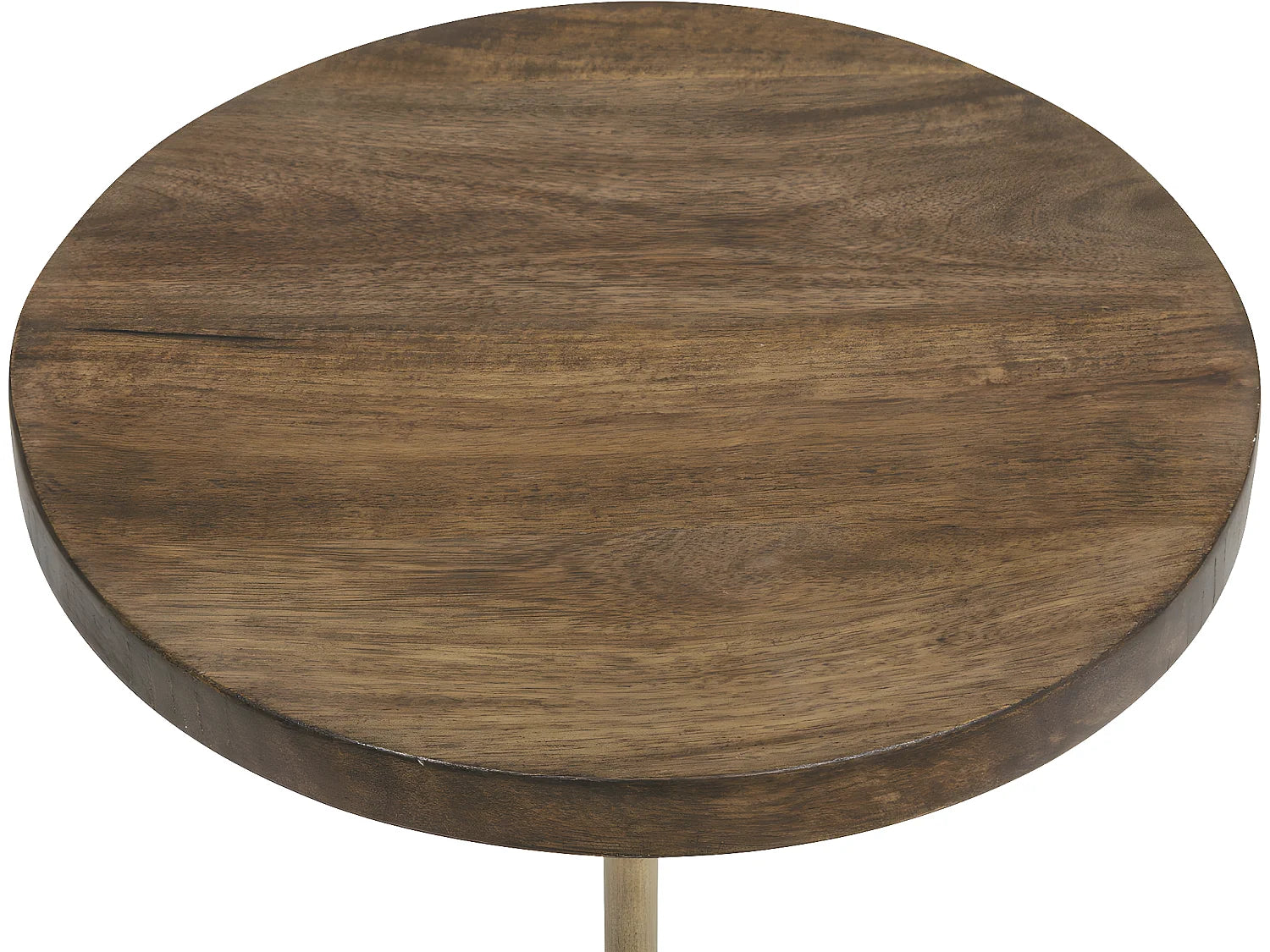 Bout de canapé marbre beige et manguier – TERRA
