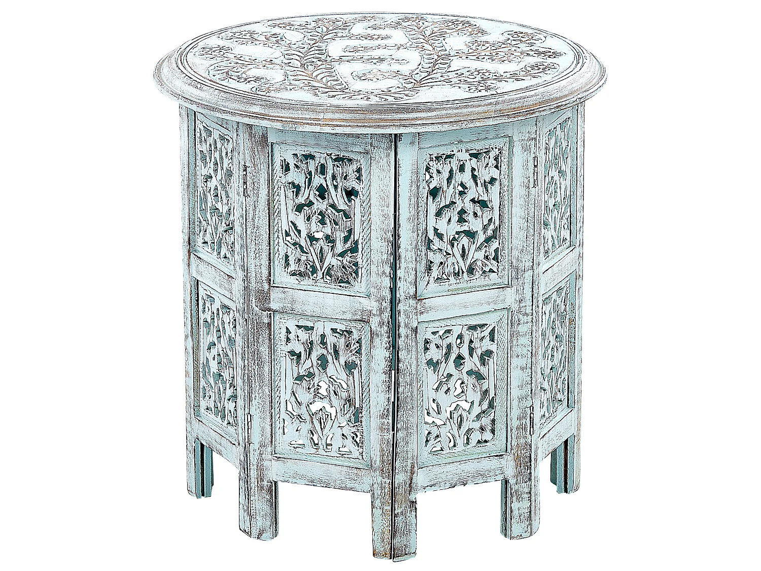 Bout de canapé rond manguier bleu vintage – FLOREA