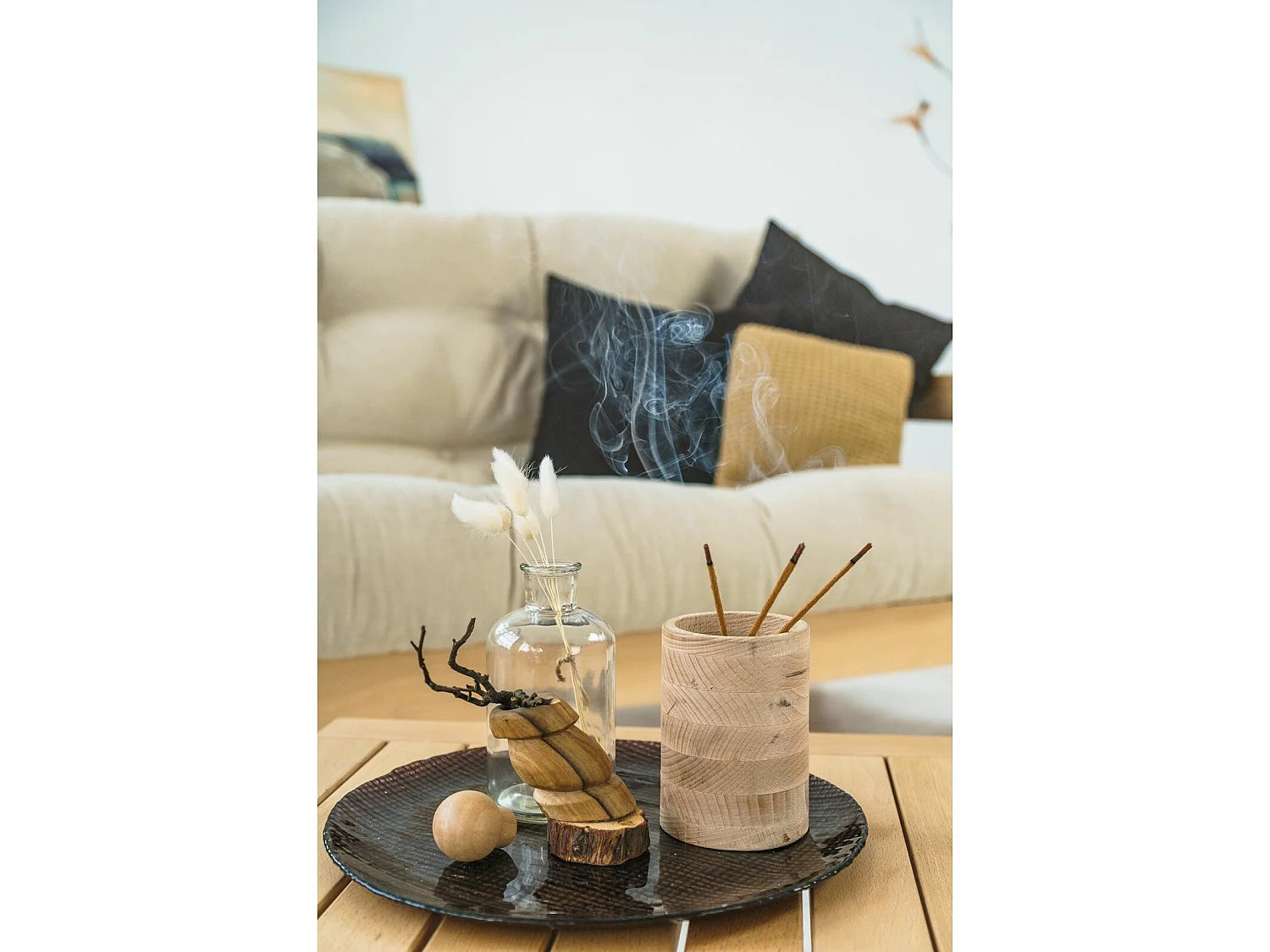 Bout de canapé bas en bois clair scandinave – MEXICO