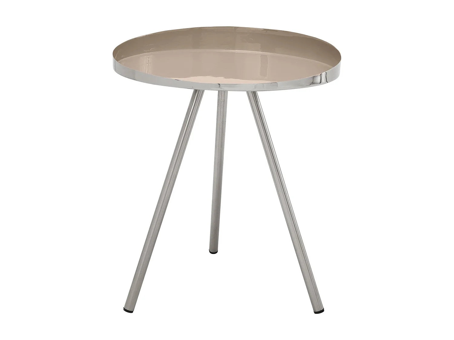Bout de canapé rond en métal argenté rétro – MORWEN