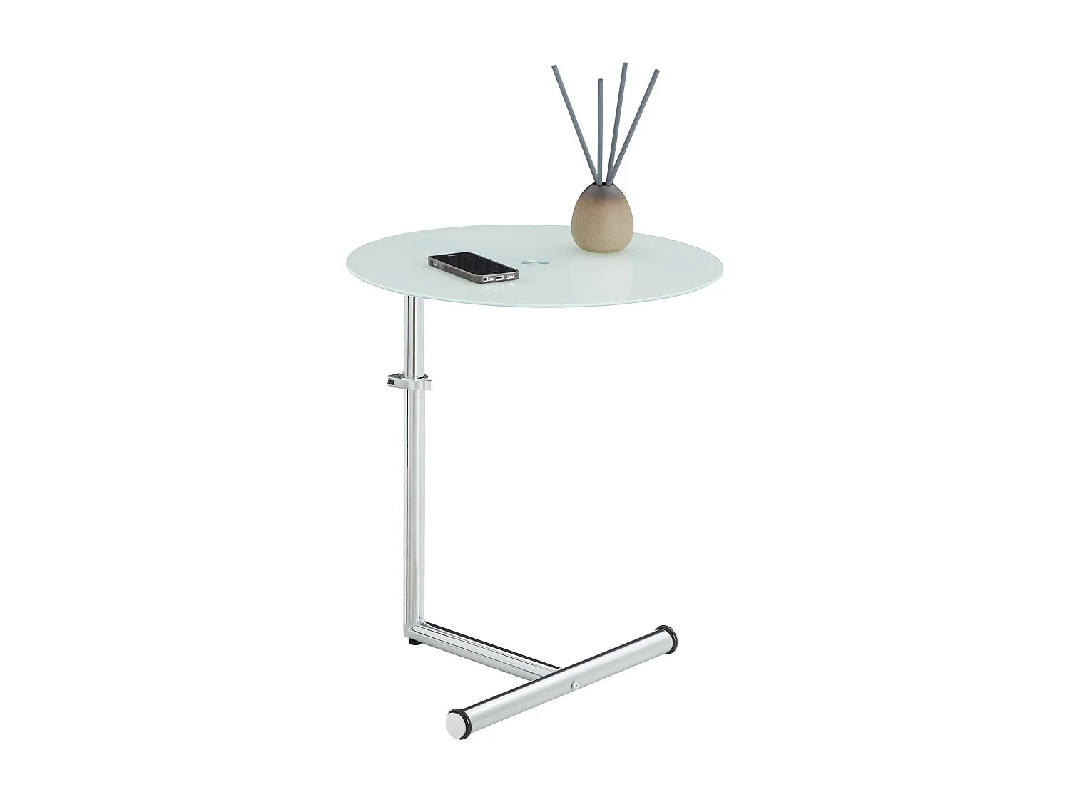 Bout de canapé rond verre trempé hauteur réglable – LEONA
