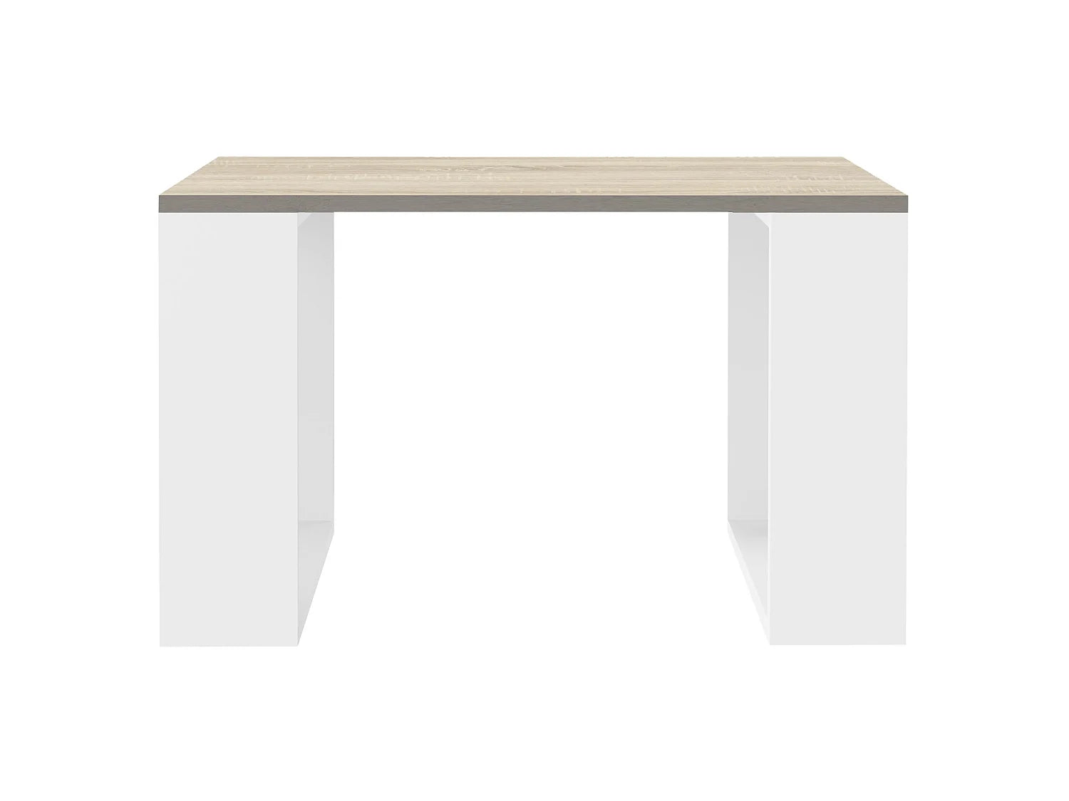 Bout de canapé carré bois chêne pieds métal blanc – NORVEK