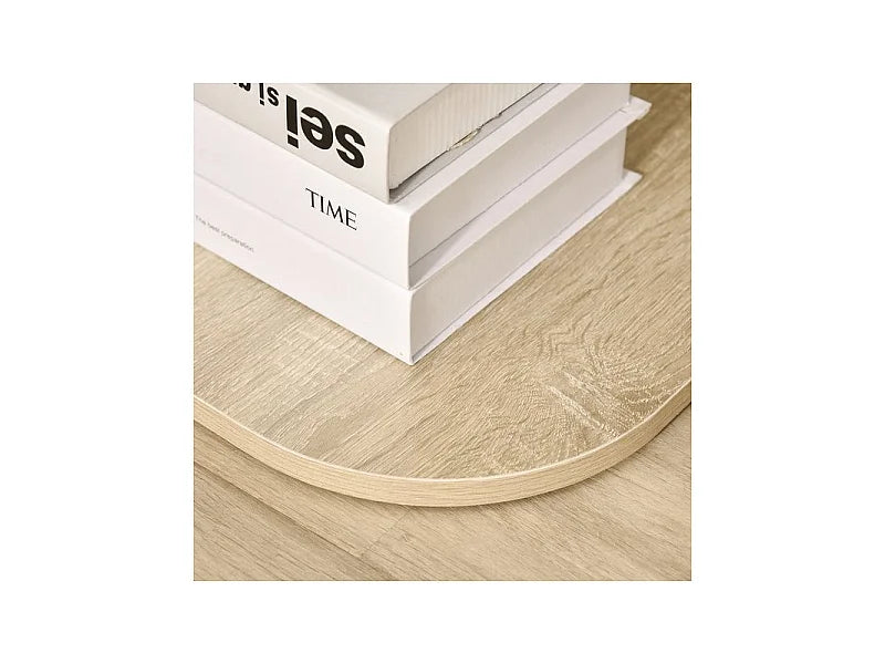Bout de canapé en bois clair plateau verre – CHÊNIA