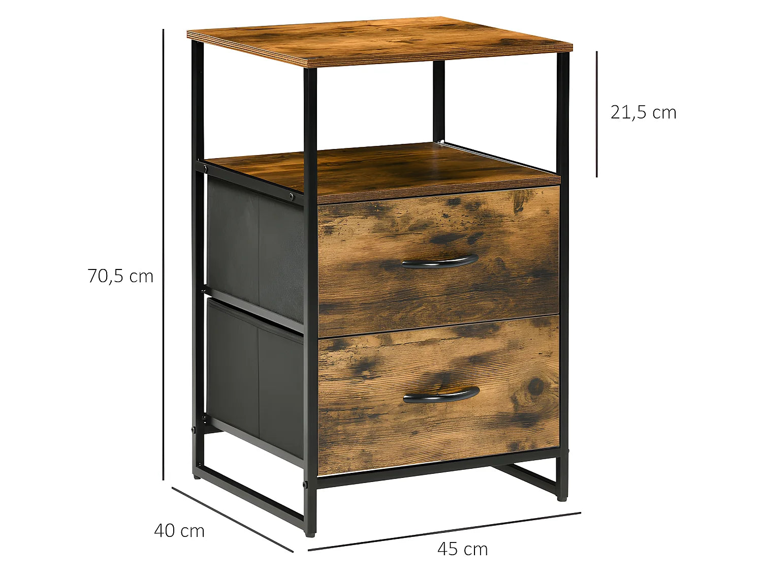 Bout de canapé industriel bois et noir haut – FORGE