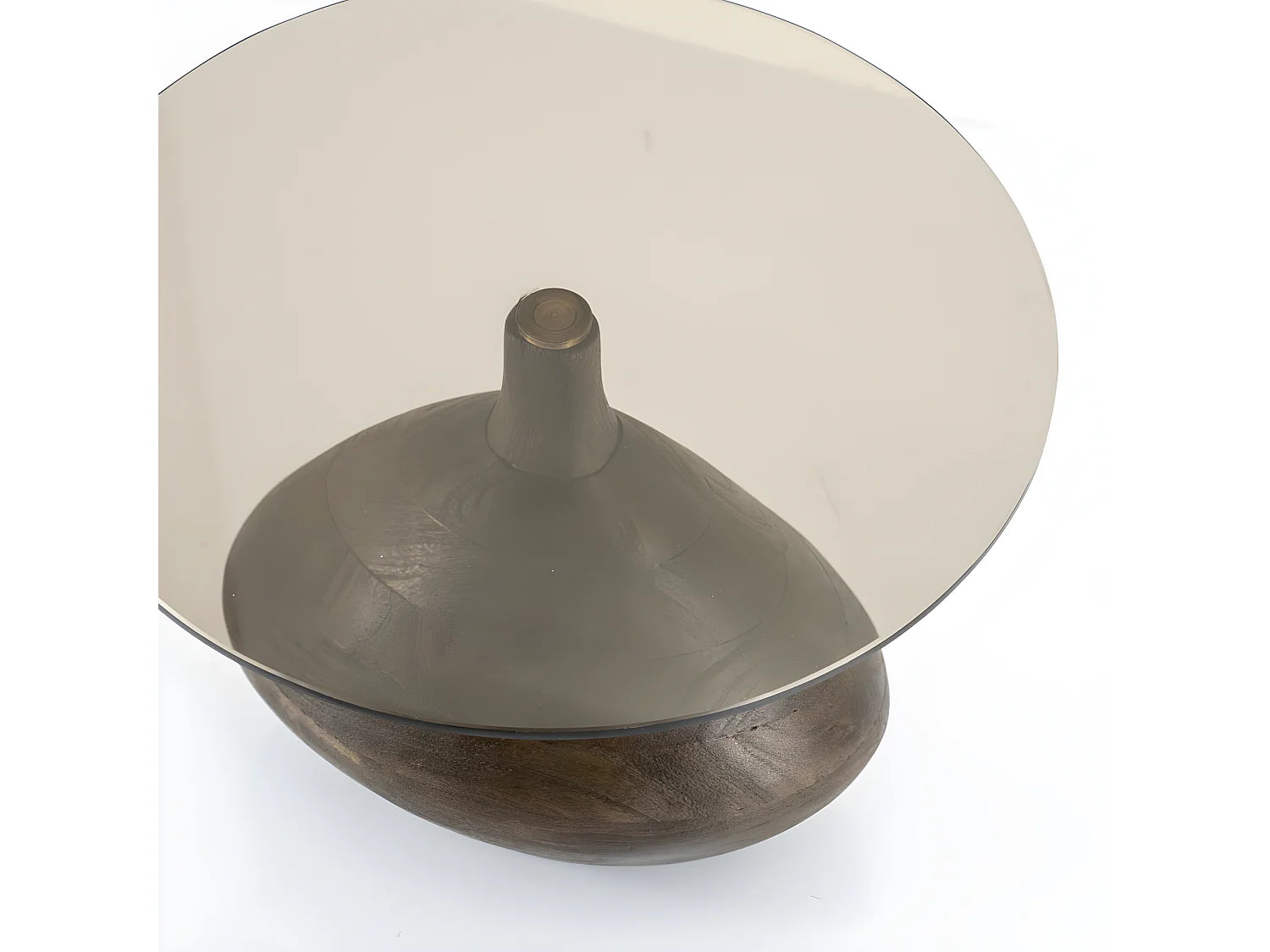 Bout de canapé rond en verre et bois foncé – BONDÏ