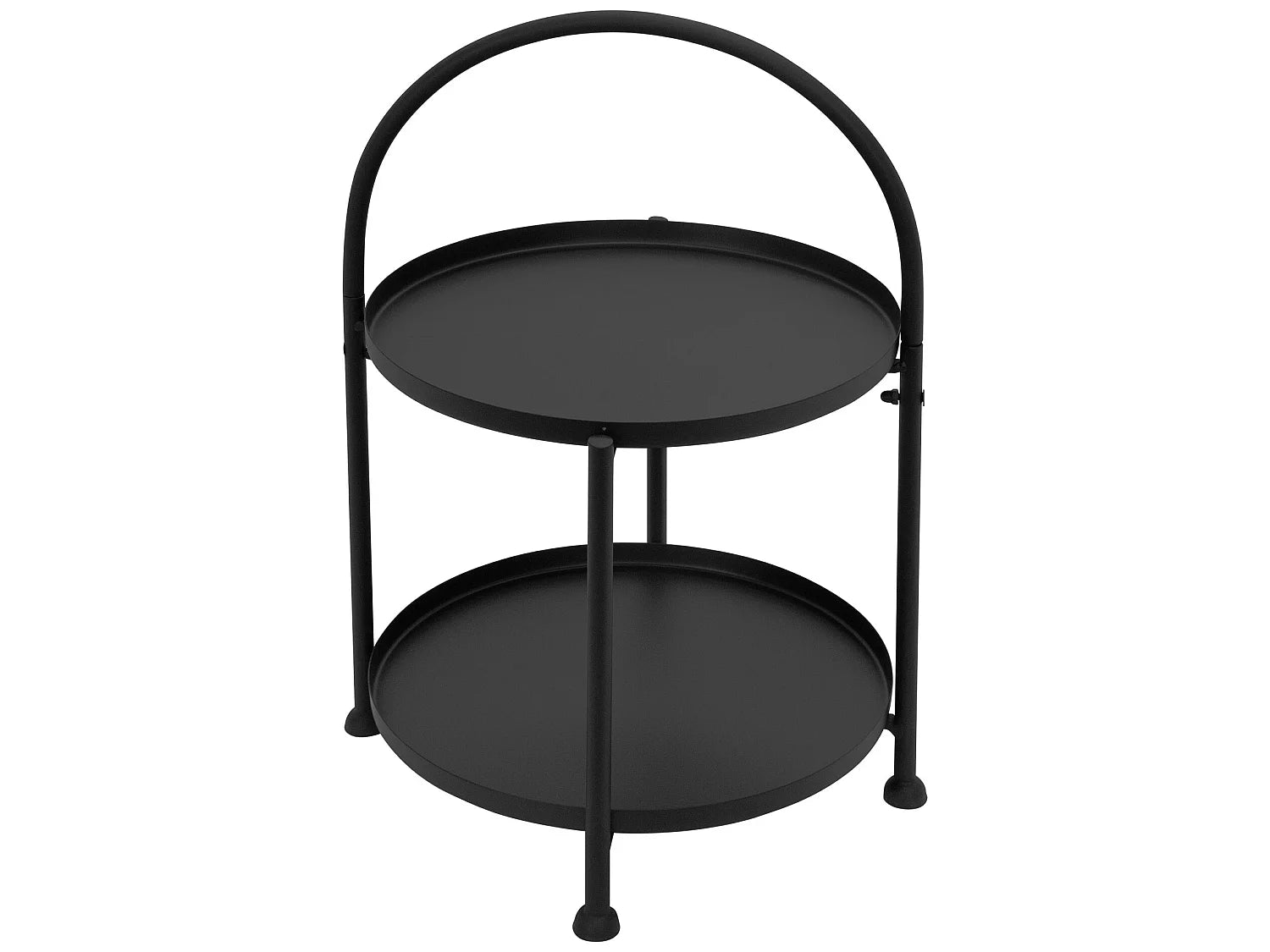 Bout de canapé rond métal noir à étagères – NOCTIS