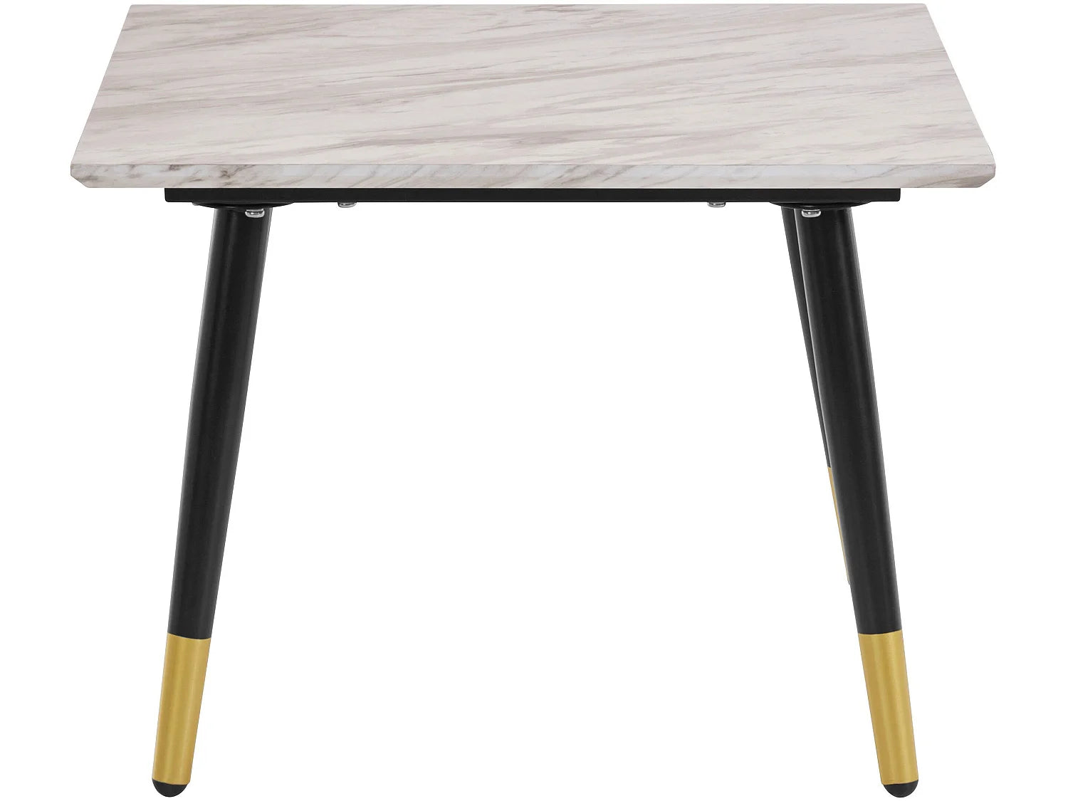 Bout de canapé carré effet marbre blanc et doré – MARLOWE
