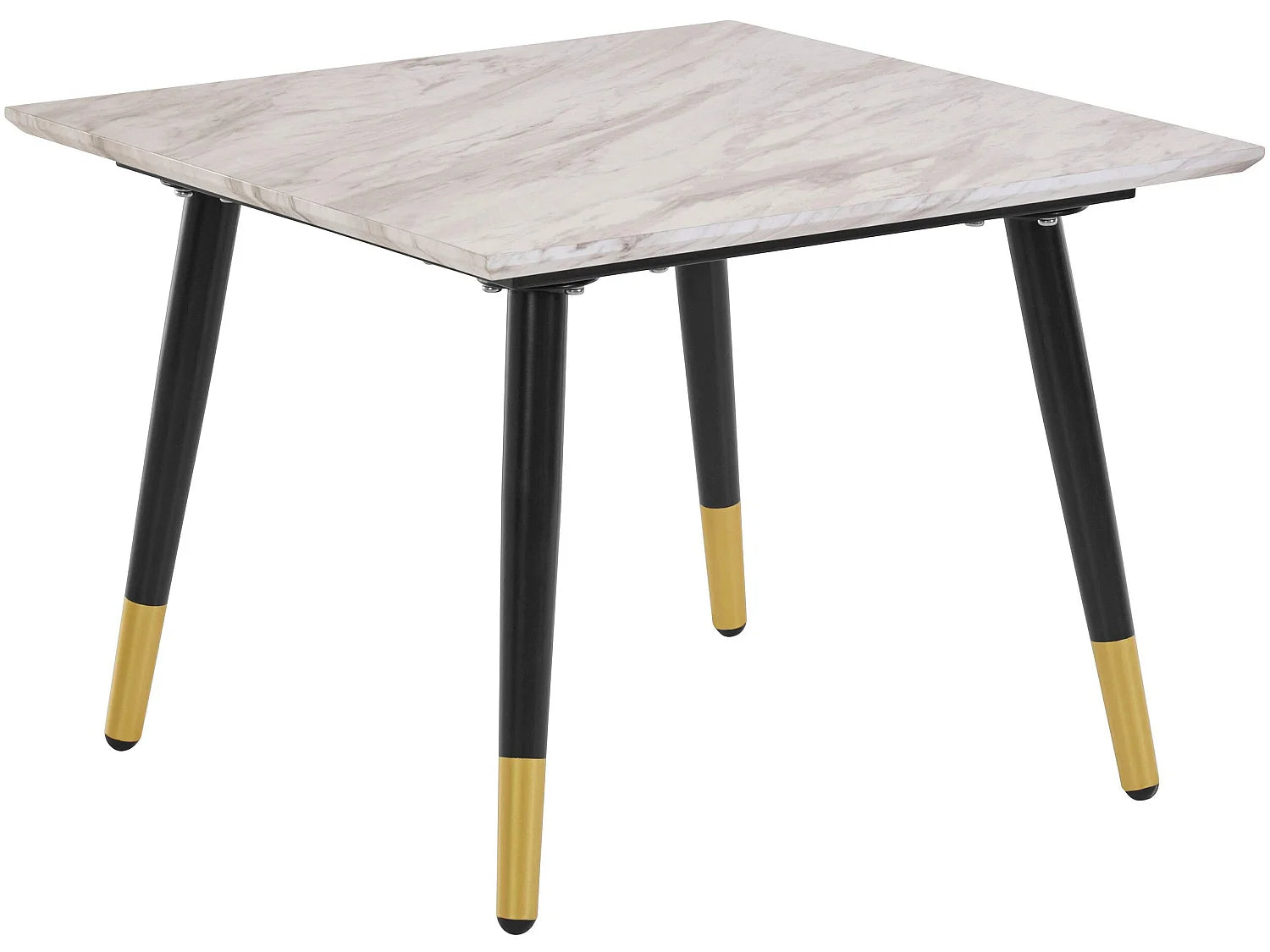 Bout de canapé carré effet marbre blanc et doré – MARLOWE