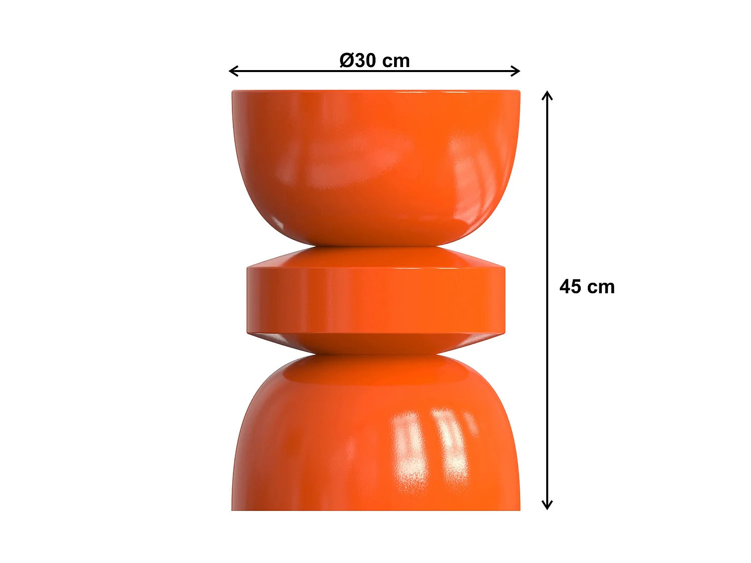 Bout de canapé rond en métal orange brillant – ZESTI