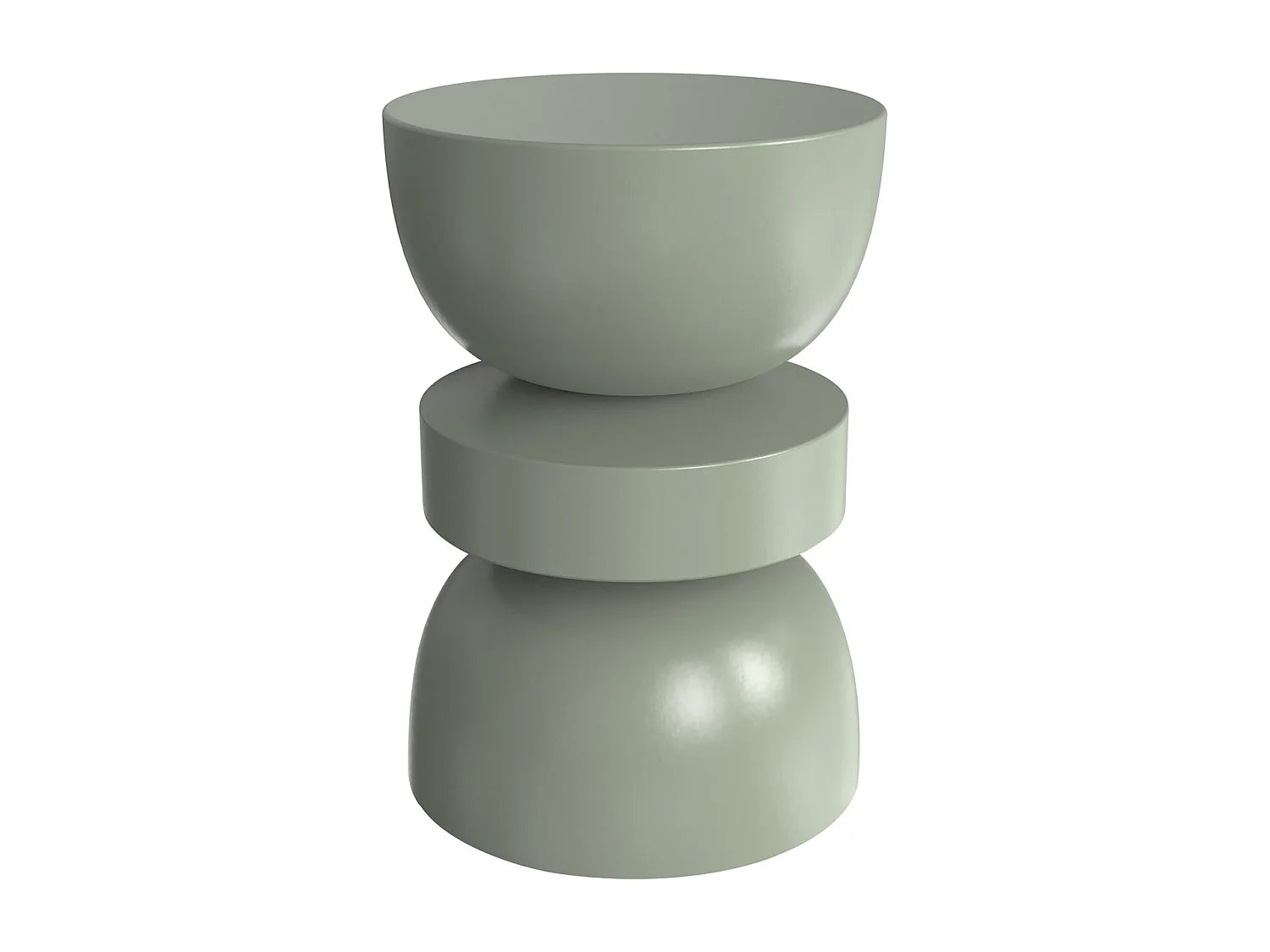 Bout de canapé rond en métal vert kaki brillant – FOLIA