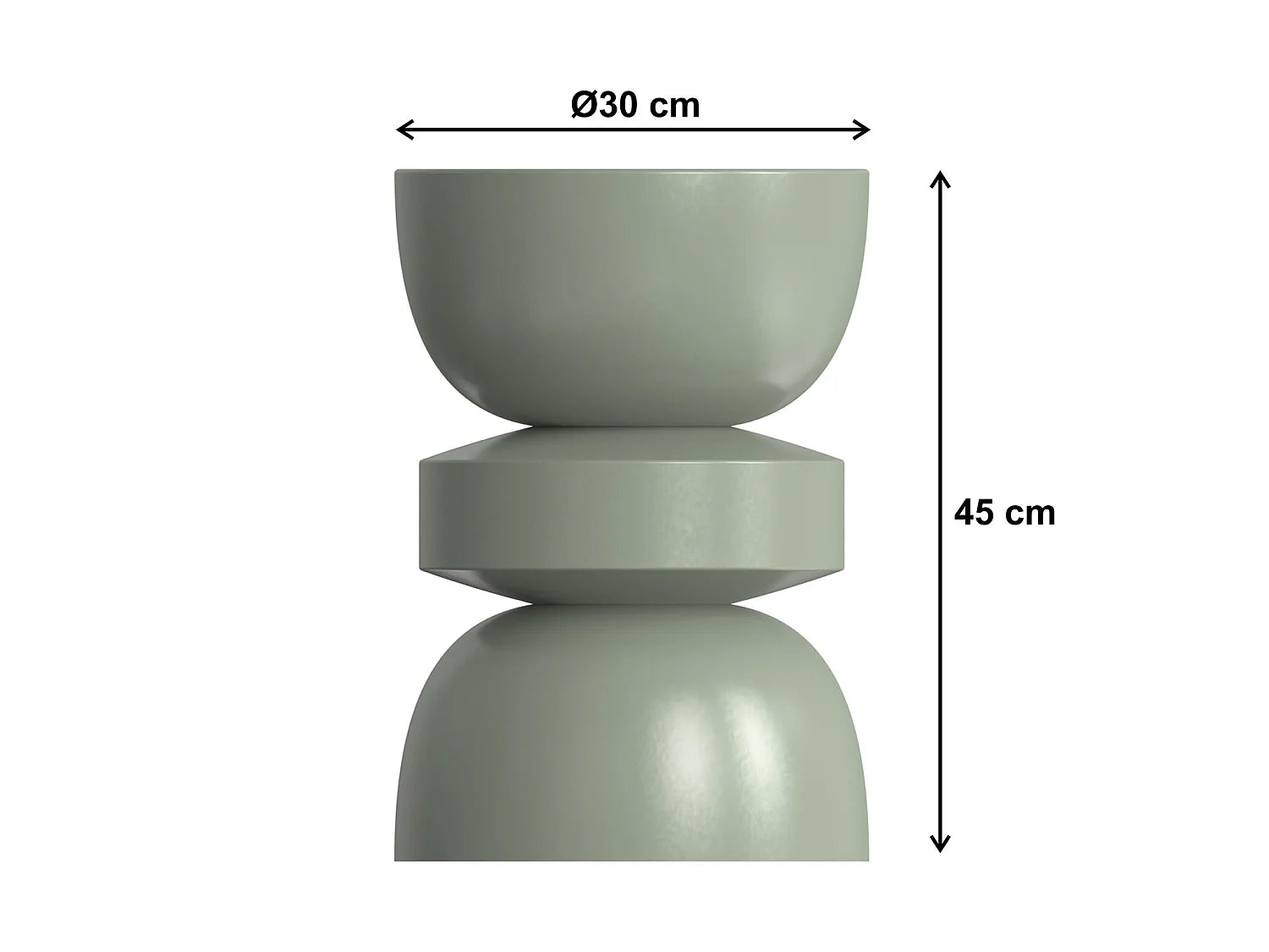Bout de canapé rond en métal vert kaki brillant – FOLIA