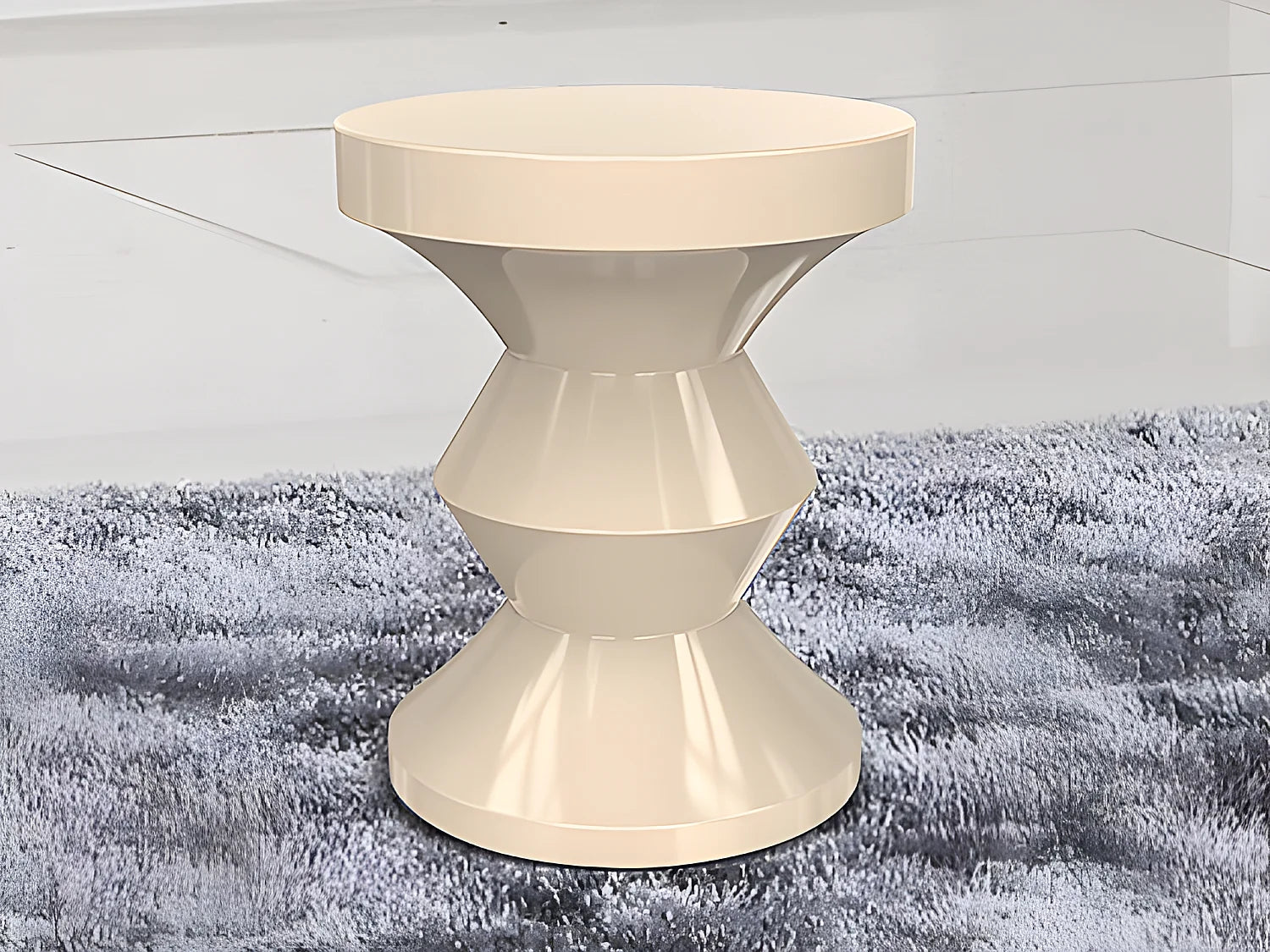 Bout de canapé en métal beige géométrique – ORIA