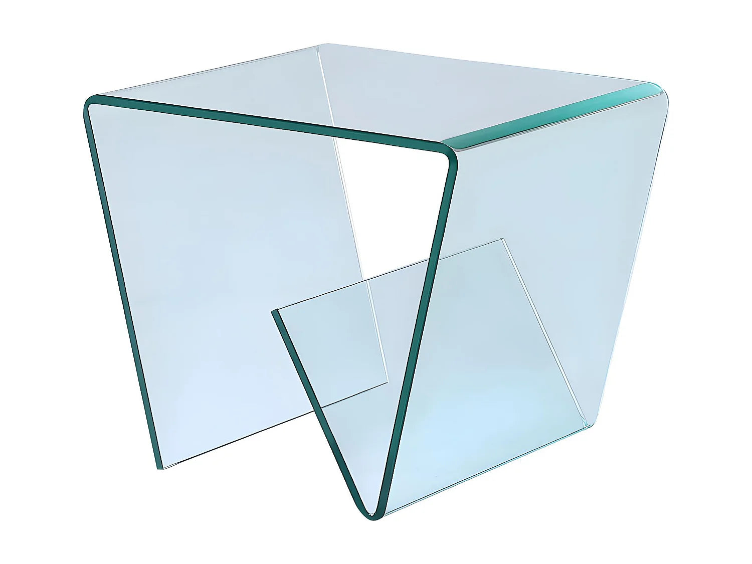 Bout de canapé en verre trempé courbé transparent – ONDINE