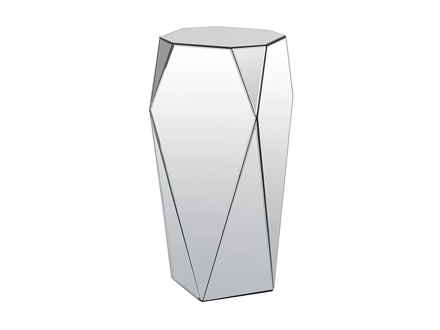 Bout de canapé haut à miroirs facettés argent – REFLEXY