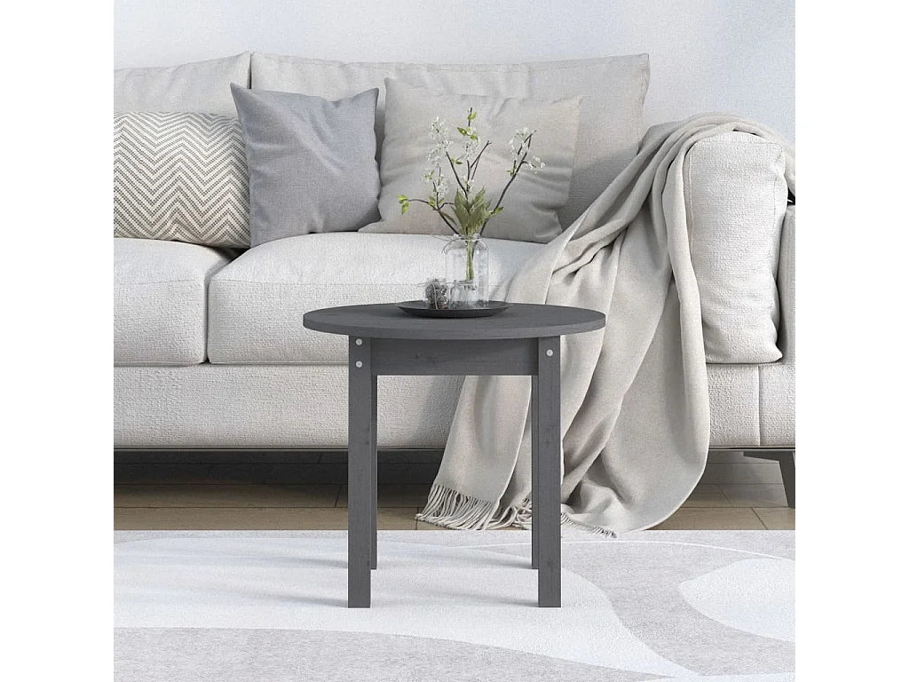 Bout de canapé rond en pin massif gris – MISTI