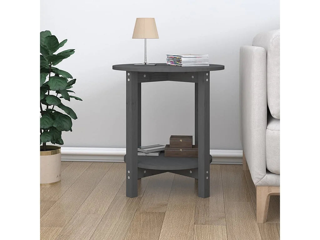 Bout de canapé rond en pin massif gris – PINNO