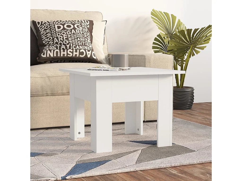 Bout de canapé carré blanc bois moderne – LUMIO