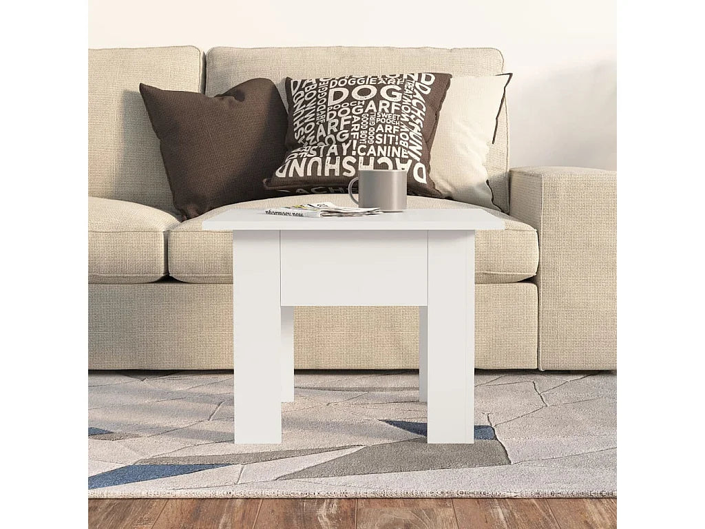 Bout de canapé carré blanc bois moderne – LUMIO