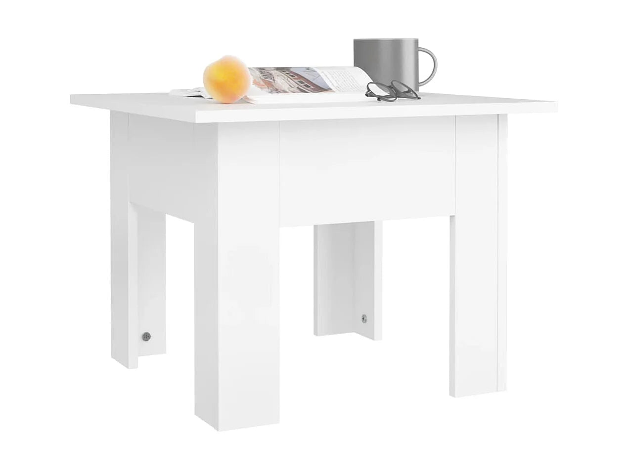 Bout de canapé carré blanc bois moderne – LUMIO
