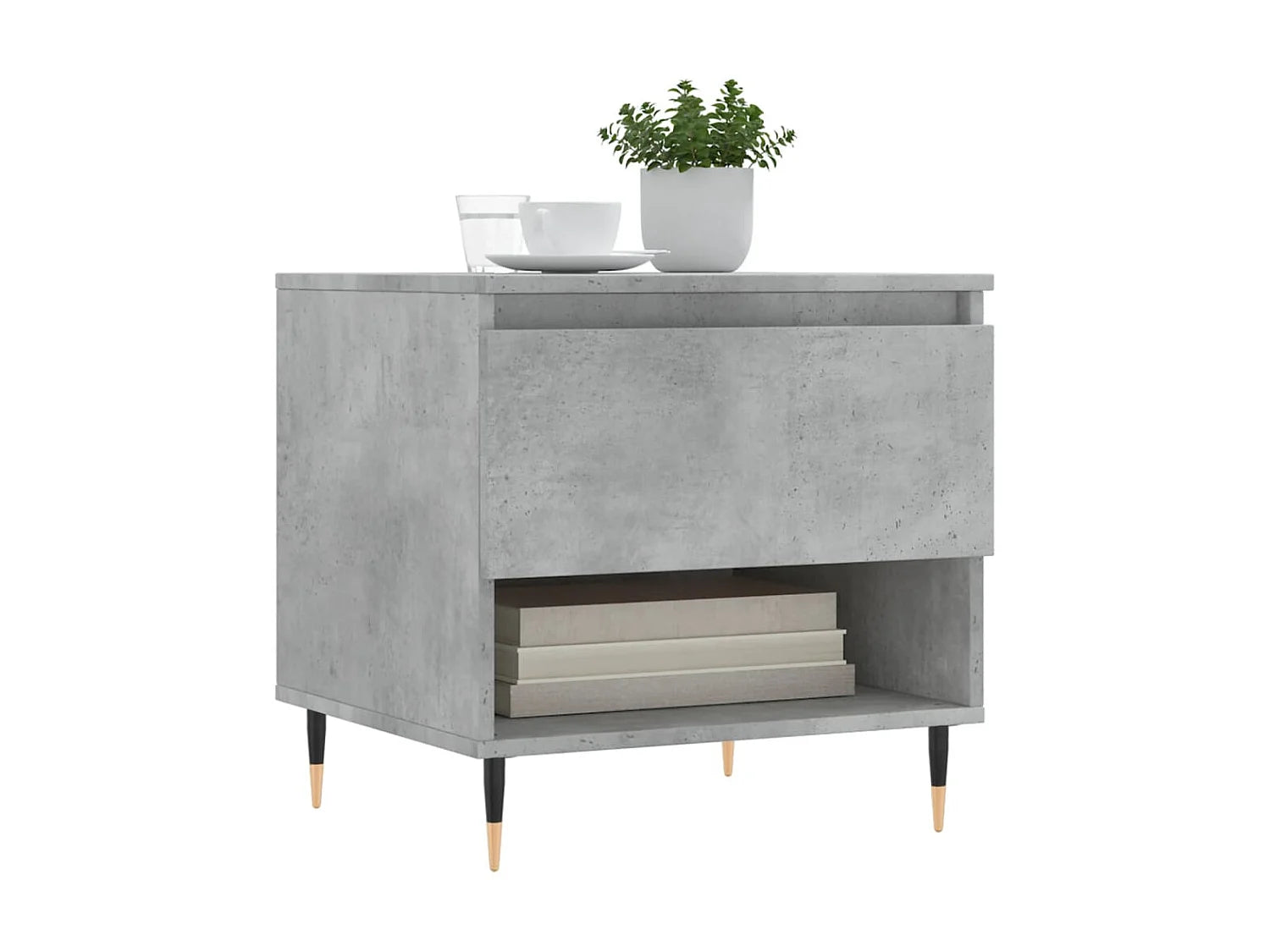 Lot de 2 bouts de canapé gris béton avec tiroir – CEMVA