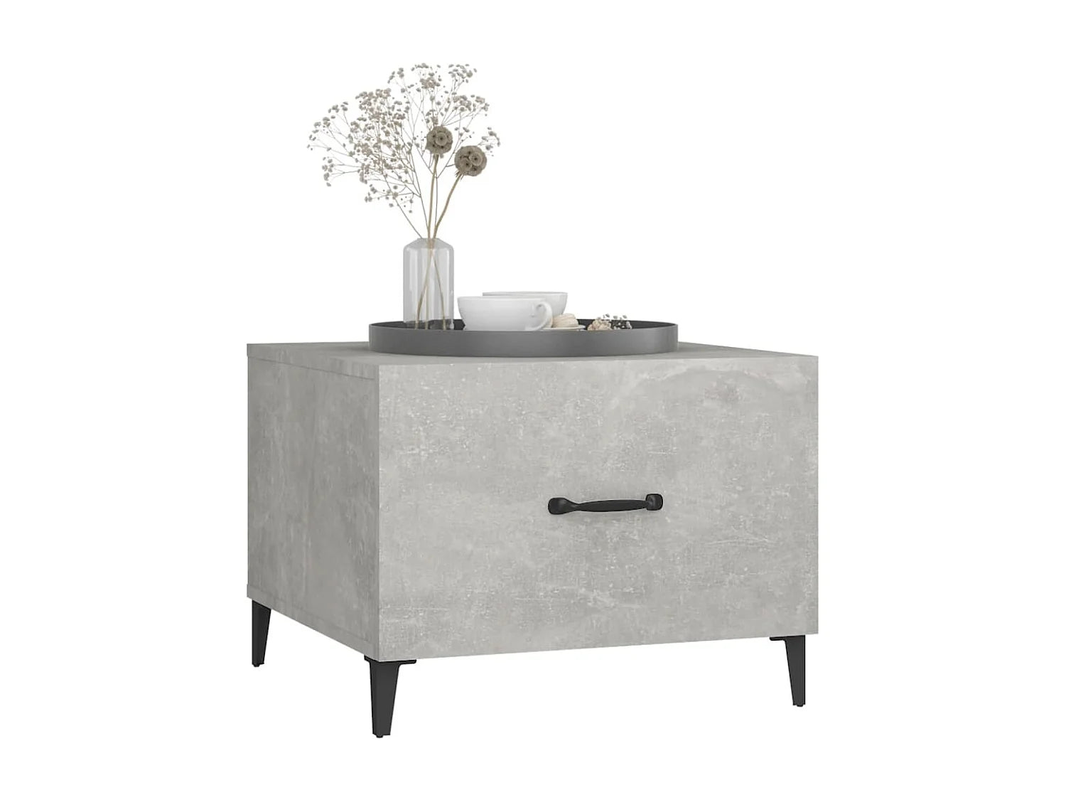 Bout de canapé carré gris béton avec tiroir – BETONIA