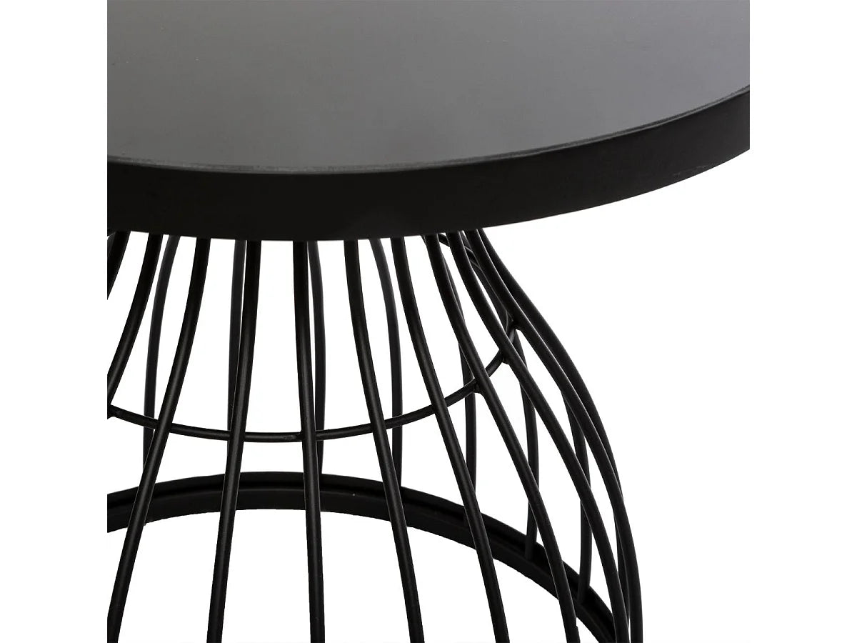 Bout de canapé en verre trempé et métal noir – NOCTIS