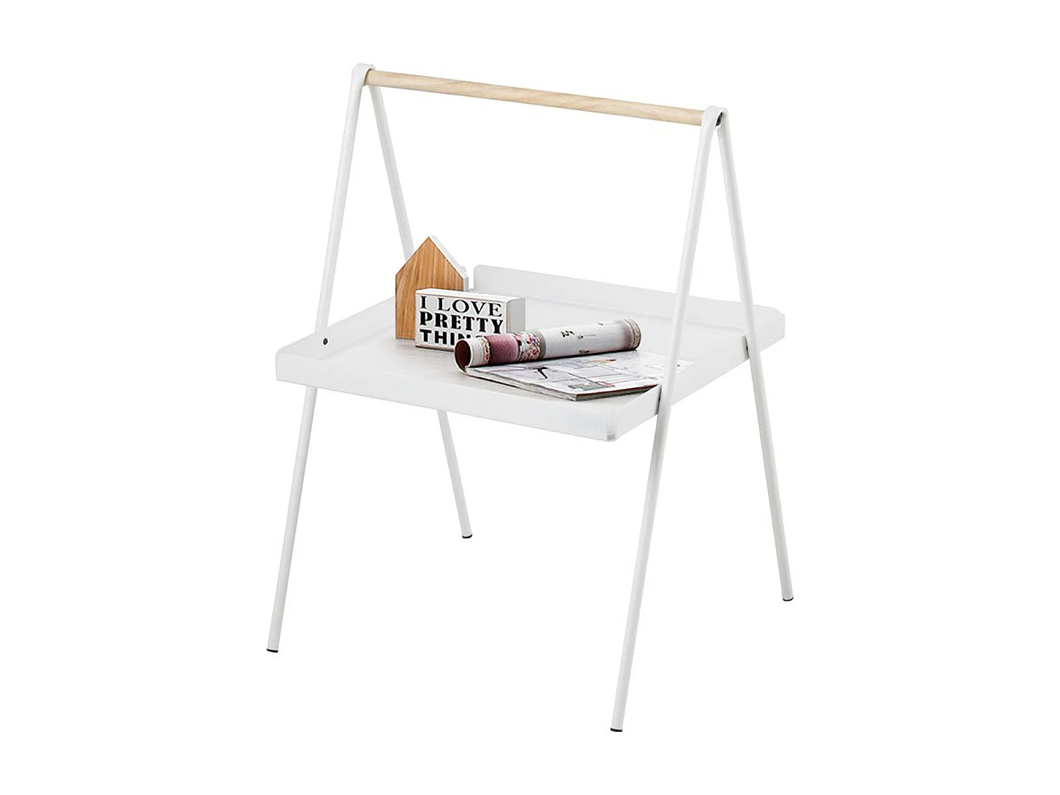 Bout de canapé en métal blanc et bois scandinave – NORVI