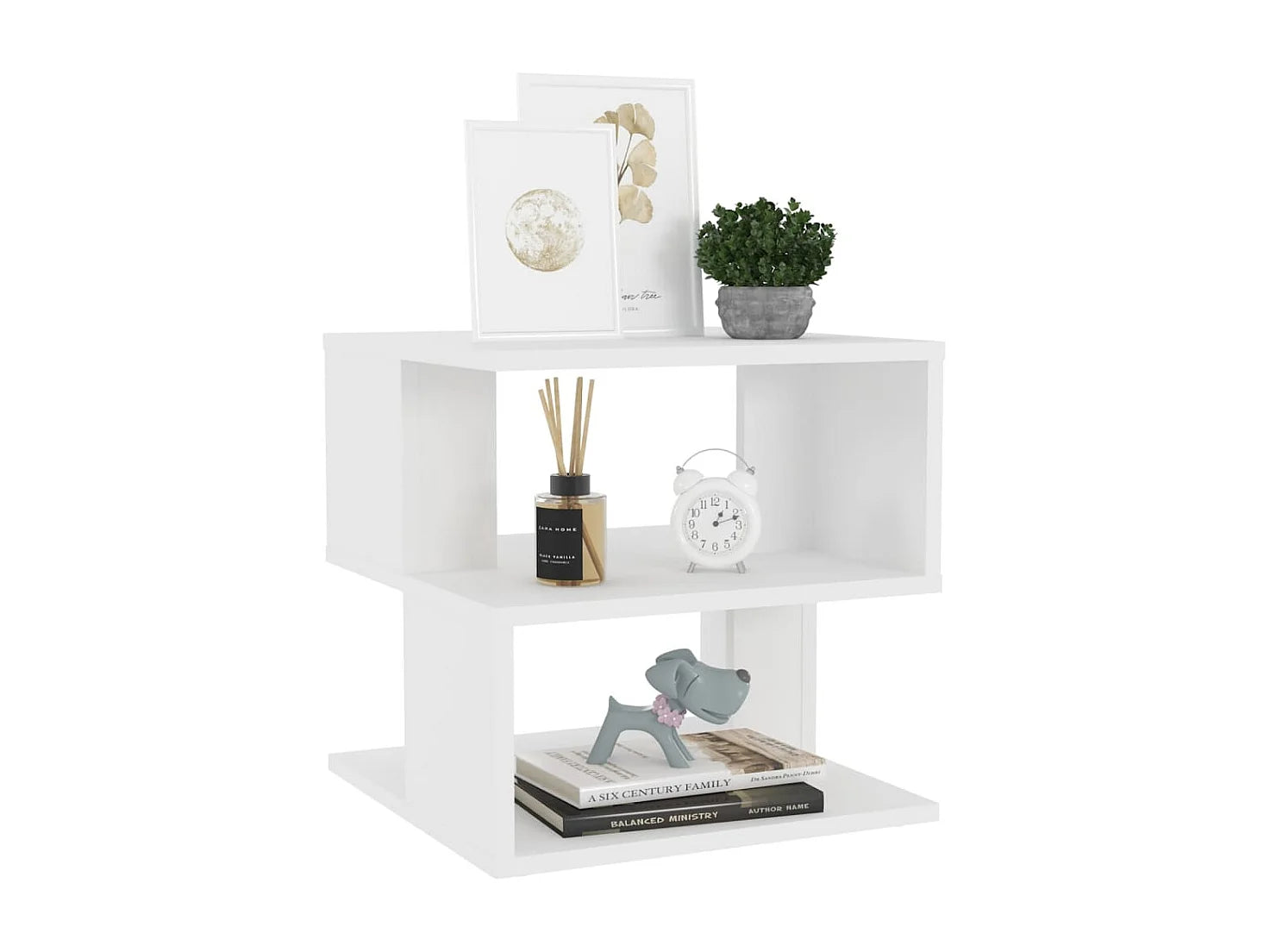 Bout de canapé cube blanc deux étagères – CUBINA