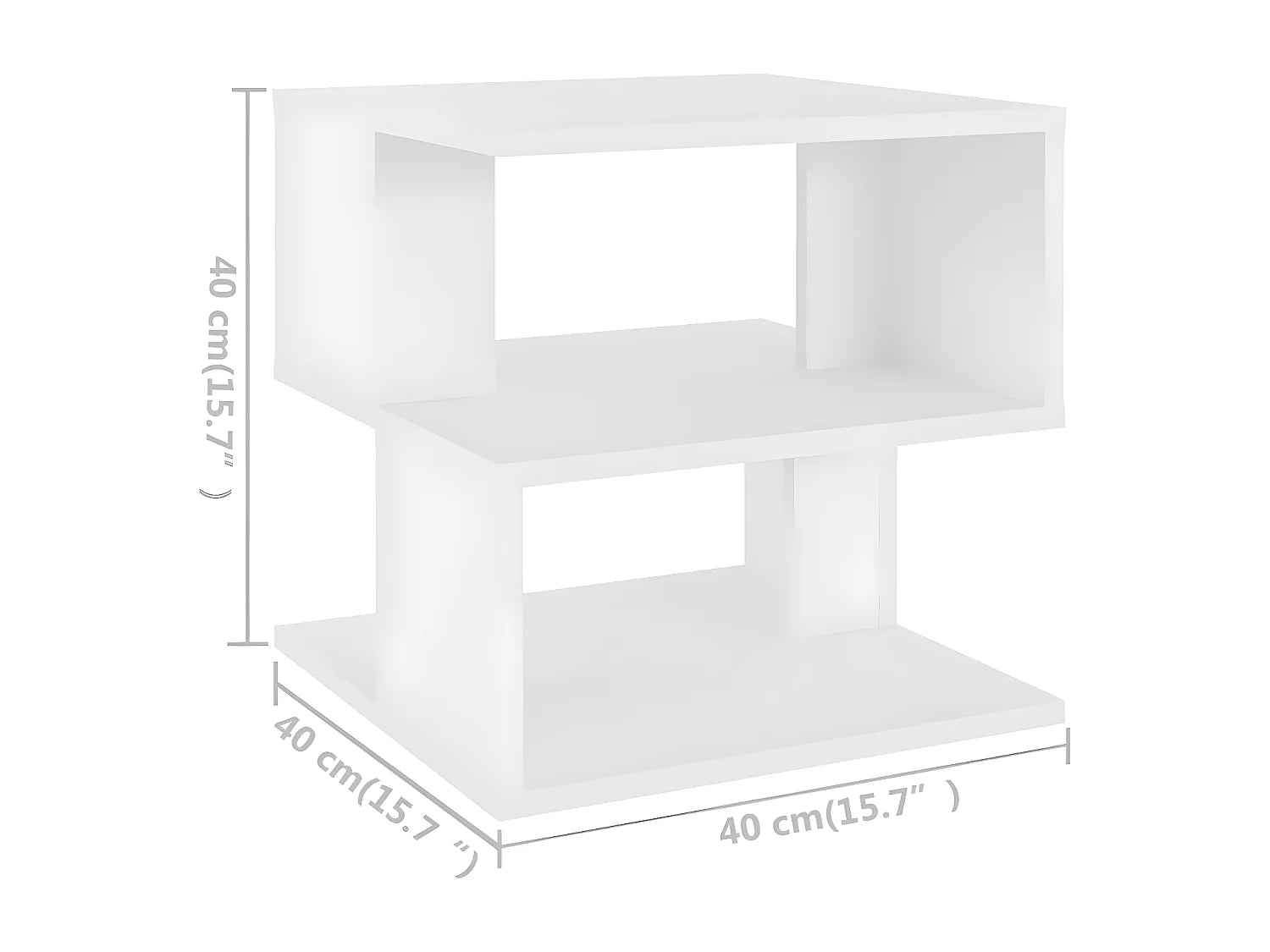 Bout de canapé cube blanc deux étagères – CUBINA