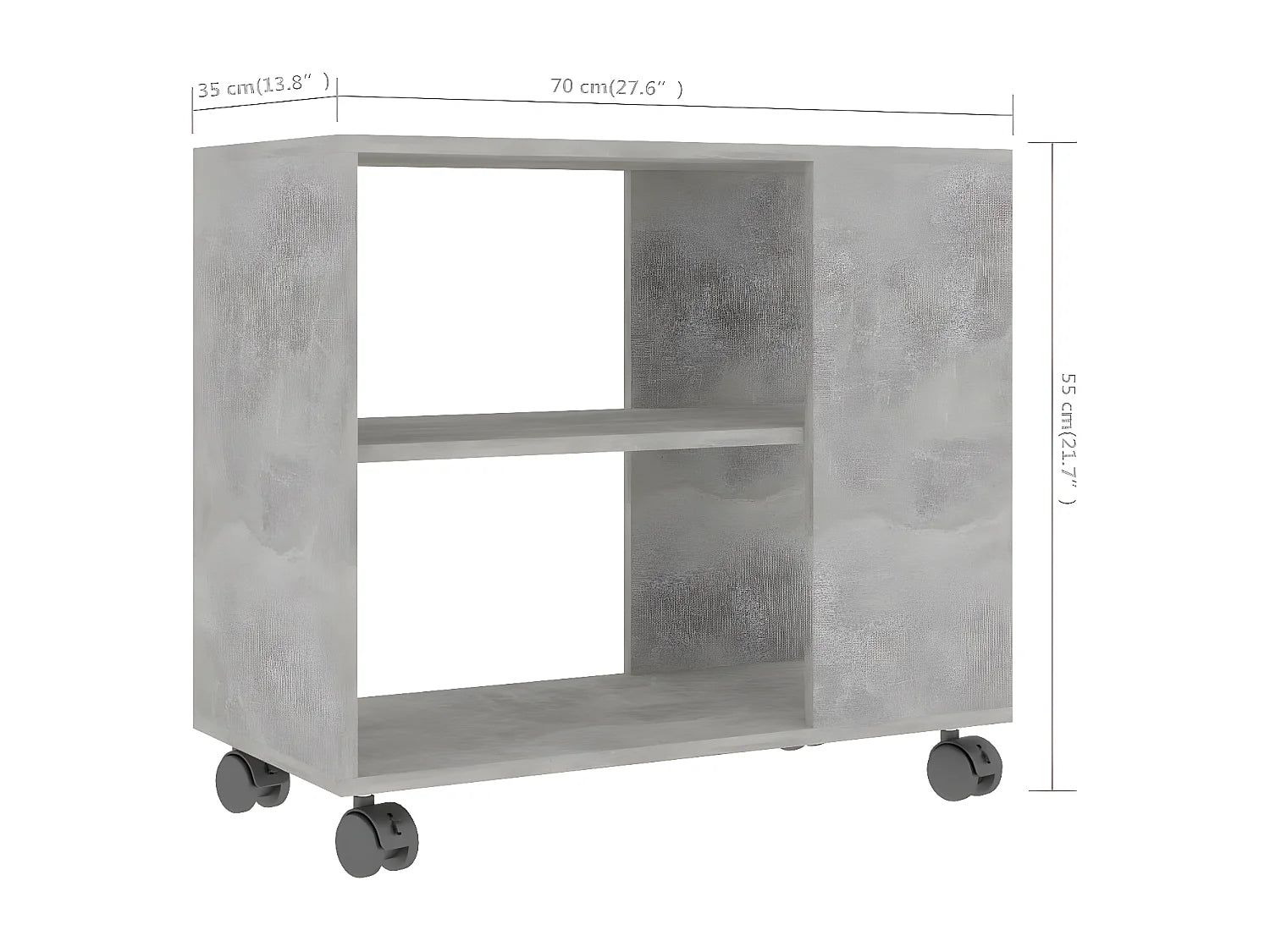 Bout de canapé gris béton sur roulettes – CEMENTA