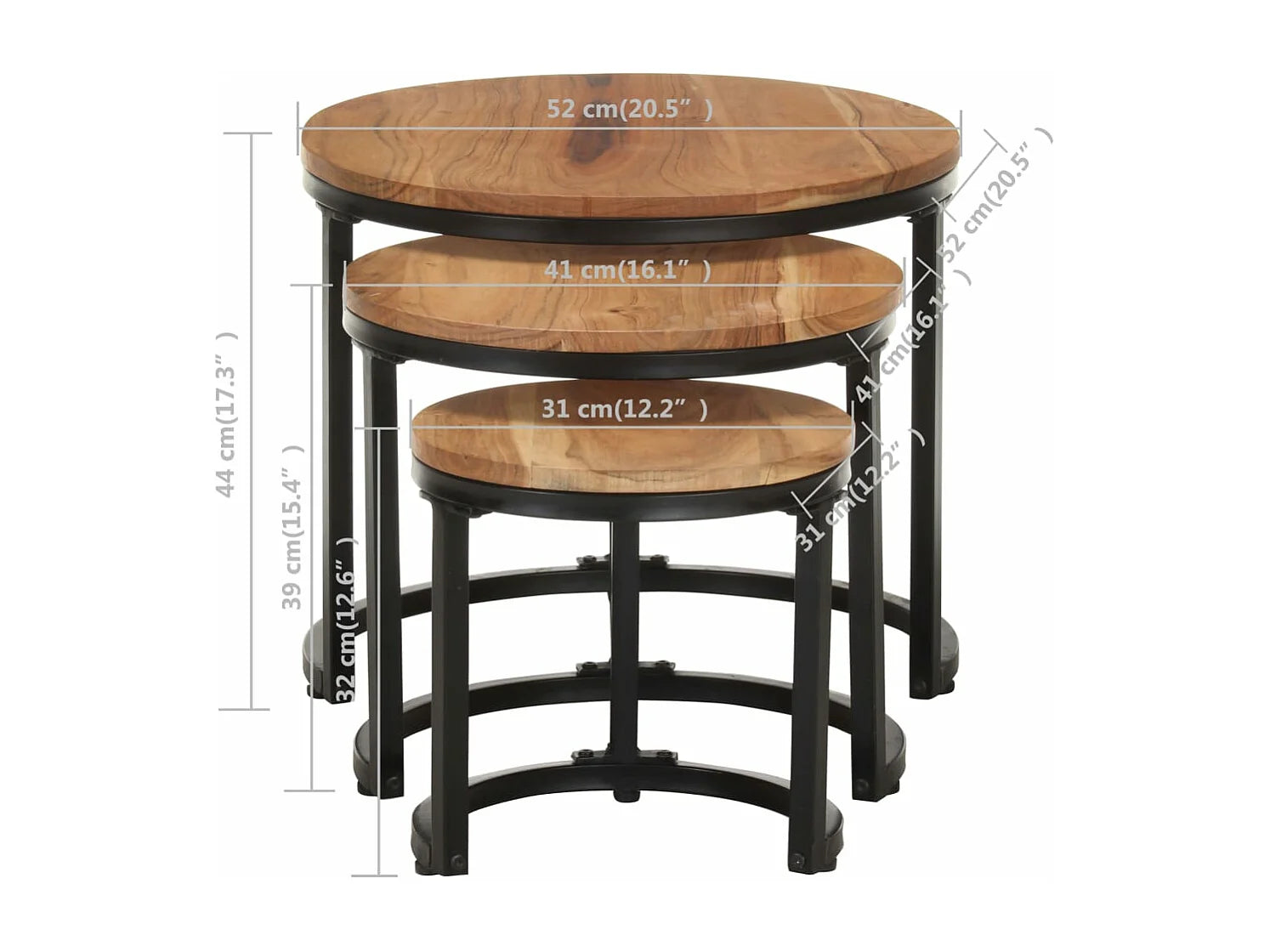 Bouts de canapé gigognes en acacia massif – ACORA