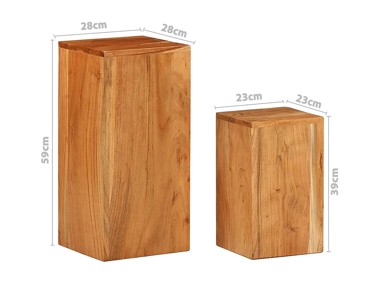 Bout de canapé acacia massif lot de 2 marron – ASHWAN