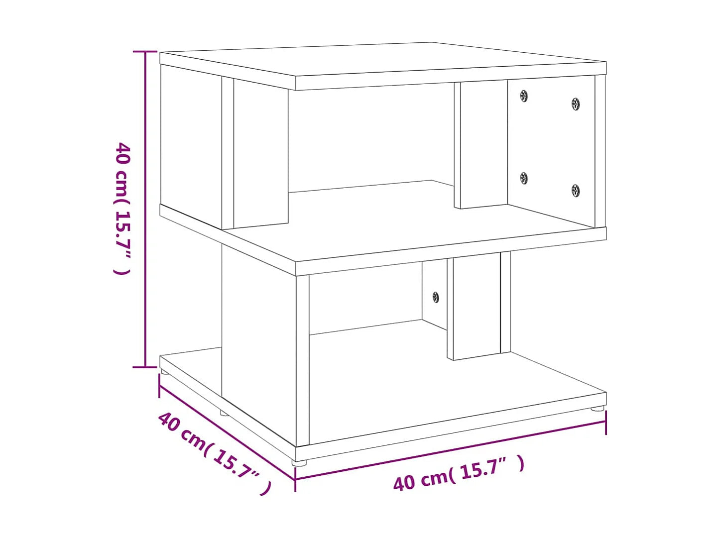 Bout de canapé cube effet béton gris à étagères – BRUTO