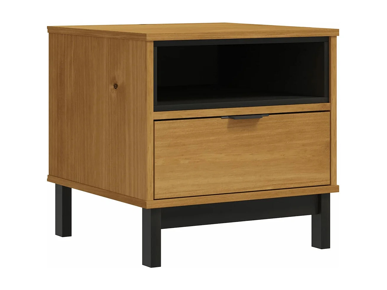 Bout de canapé cube en pin massif marron – FLAMY