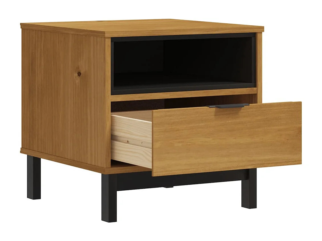 Bout de canapé cube en pin massif marron – FLAMY