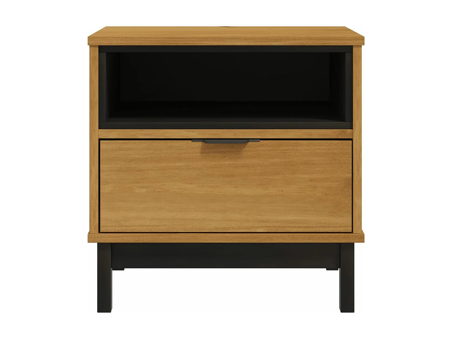 Bout de canapé cube en pin massif marron – FLAMY