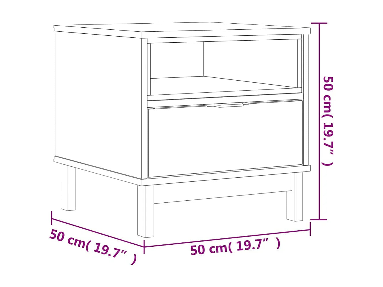 Bout de canapé cube en pin massif marron – FLAMY