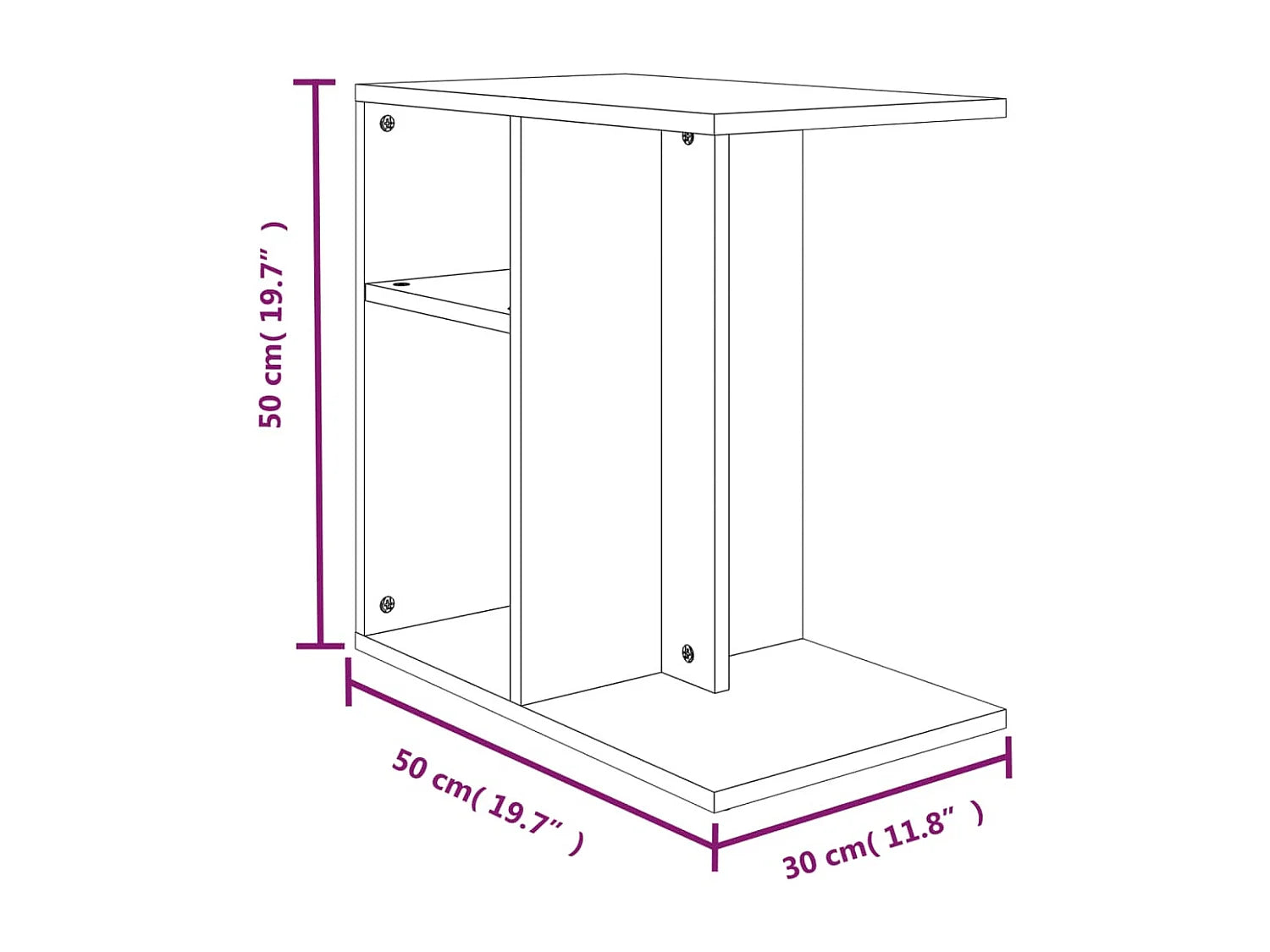 Bout de canapé en chêne marron format compact – QUERCUS