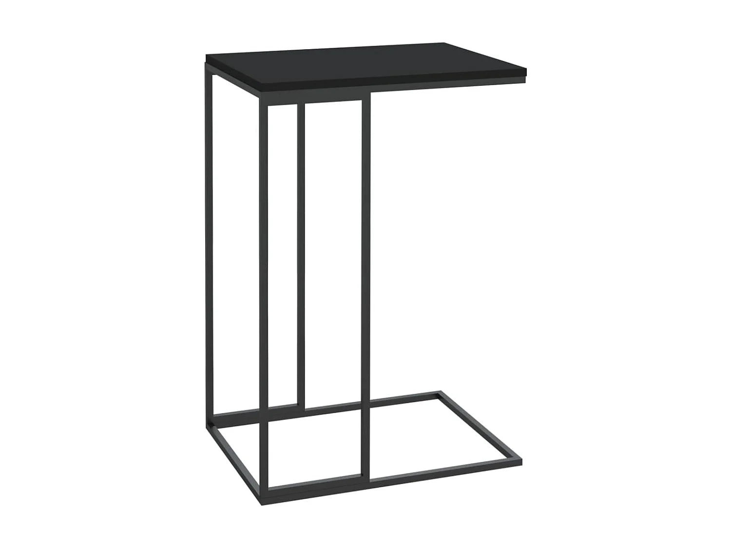 Bout de canapé en C noir compact bois et fer – OMBRA